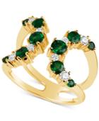 Emerald (9/10 Ct. T.w.) & Diamond (1/3 Ct. T.w.) Open Cuff Ring In 14k Gold, Also Available In Ruby (1-1/4 Ct.t.w.)
