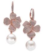 Danori Rose Gold-tone Cubic Zirconia & Pink Imitation Pearl Drop Earrings, Created For Macy's