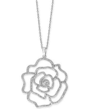 Pave Classica By Effy Diamond Rose Pendant Necklace (1 Ct. T.w.) In 14k White Gold