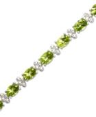 Sterling Silver Peridot (9-3/8 Ct. T.w.) And Diamond Accent Bracelet