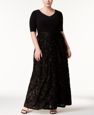 Alex Evenings Plus Size Rosette A-line Gown
