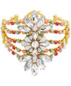 Steve Madden Gold-tone Crystal & Bead Floral Multi-row Bangle Bracelet