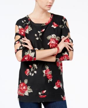 Almost Famous Juniors' Cutout-sleeve Tunic