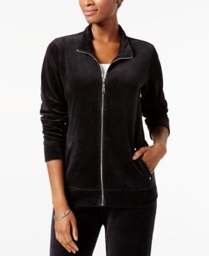 Karen Scott Mock-neck Velour Jacket, Created For Macy's