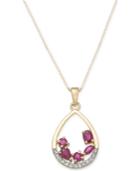 Ruby (9/10 Ct. T.w.) & Diamond (1/8 Ct. T.w.) 18 Pendant Necklace In 14k Gold