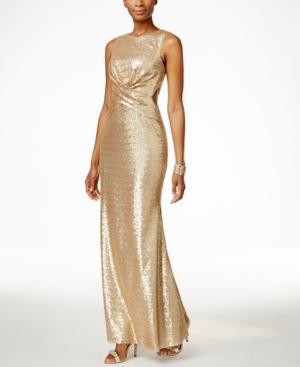 Betsy & Adam Sequined Cutout Gown