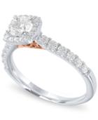 Diamond Two-tone Halo Engagement Ring (1 Ct. T.w.) In 14k White And Rose Gold