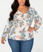 Jessica Simpson Juniors' Plus Size Printed Ruched Top