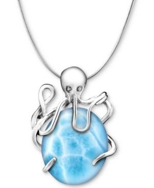 Marahlago Larimar Octopus 21 Pendant Necklace In Sterling Silver
