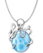 Marahlago Larimar Octopus 21 Pendant Necklace In Sterling Silver