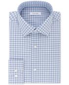 Calvin Klein Men's Steel Classic/regular Fit Non-iron Performance Stretch Navy Check Dress Shirt