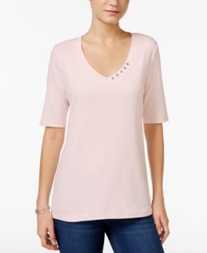 Karen Scott Elbow-sleeve Top, Created For Macy's