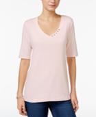 Karen Scott Elbow-sleeve Top, Created For Macy's