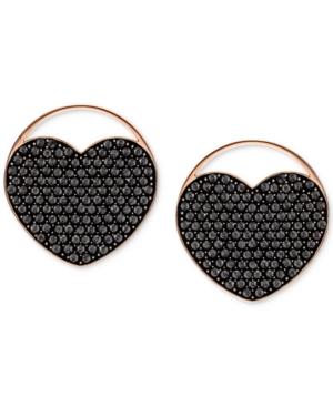 Swarovski Rose Gold-tone Ginger Pave Heart Stud Earrings