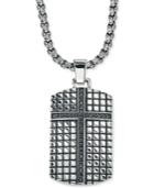 Esquire Men's Jewelry Diamond Cross Dog Tag Pendant Necklace (1/3 Ct. T.w.) In Stainless Steel, Created For Macy's