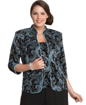 Alex Evenings Plus Size Metallic Paisley Jacket And Shell