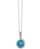 Effy Aquarius Blue Topaz (9/10 Ct. T.w.) And Diamond Accent Pendant Necklace In 14k White Gold