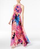 Inc International Concepts Petite Floral-print Halter Maxi Dress, Only At Macy's