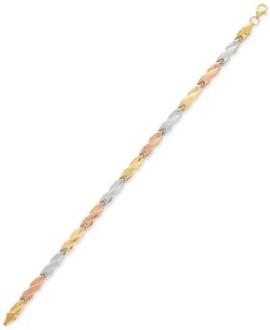 Tricolor Stampato Bracelet In 14k Gold, White Gold & Rose Gold