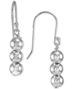 Giani Bernini Triple Bead Drop Earrings In Sterling Silver, Created For Macy's