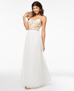 Emerald Sundae Juniors' Metallic-bodice Ball Gown, A Macy's Exclusive Style