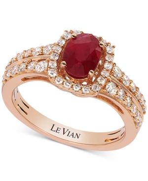 Le Vian Ruby (3/4 Ct. T.w.) And Diamond (1/2 Ct. T.w.) Ring In 14k Rose Gold
