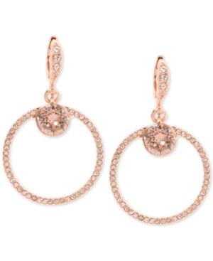 Givenchy Rose Gold-tone Crystal Drop Hoop Earrings