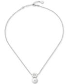 Majorica Sterling Silver Crystal & Imitation Pearl Pendant Necklace, 16-1/2 + 2 Extender