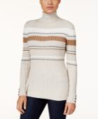 Style & Co Striped Turtleneck Sweater, Only At Macy's