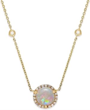 Opal (1-1/10 Ct. T.w.) And Diamond (1/5 Ct. T.w.) Pendant Necklace In 14k Gold