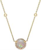 Opal (1-1/10 Ct. T.w.) And Diamond (1/5 Ct. T.w.) Pendant Necklace In 14k Gold