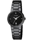Citizen Women's Quartz Black Ion-plated Stainless Steel Bracelet Watch 27mm Eu6017-54e