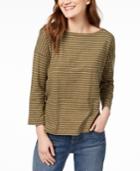 Eileen Fisher Striped Drop-shoulder T-shirt, Created For Macy's