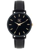 Inc International Concepts Women's Black Leather Strap Watch 36mm In005bk, Only At Macy's