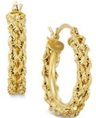 Heart Rope Chain Hoop Earrings In 14k Gold