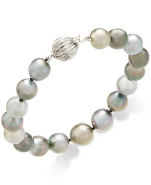 Cultured Tahitian Pearl (8-10mm) Bracelet In 14k White Gold