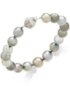 Cultured Tahitian Pearl (8-10mm) Bracelet In 14k White Gold
