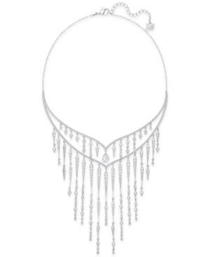 Swarovski Silver-tone Pave Cascade Collar Necklace