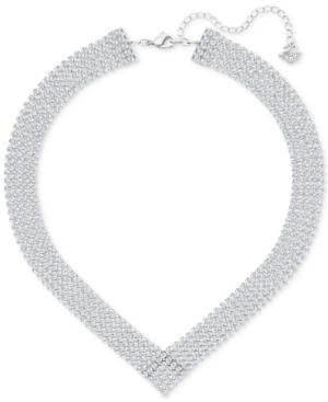 Swarovski Silver-tone Crystal Mesh Statement Necklace