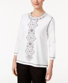 Alfred Dunner Petite City Life Embroidered Top