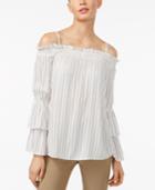 Calvin Klein Cotton Off-the-shoulder Tiered-sleeve Top