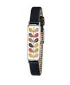 Orla Kiely Watch, Navy Blue Leather Strap With Buckle Closure