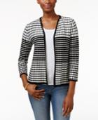 Charter Club Textured Grid-print Cardigan, Only At Macy's