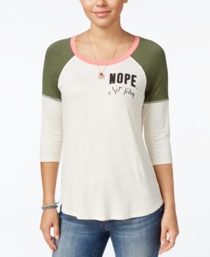 Rebellious One Juniors' Nope Colorblocked Graphic Tee