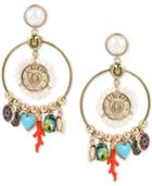 Betsey Johnson Gold-tone Multi-charm Drop Earrings