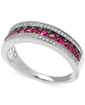 Diamond (1/8 Ct. T.w.) And Ruby (5/8 Ct. T.w.) Band In Sterling Silver