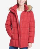 Tommy Hilfiger Plus Size Faux-fur-trimmed Hooded Puffer Coat
