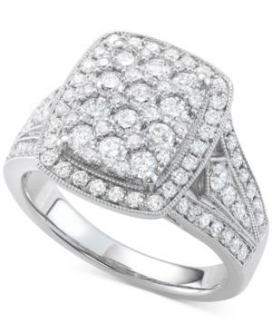 Diamond Cluster Ring (1-1/2 Ct. T.w.) In 14k White Gold