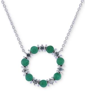 Emerald (2 Ct. T.w.) & White Sapphire (3/4 Ct. T.w.) 16 Pendant Necklace In Sterling Silver