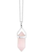 Unwritten Rose Quartz (31 X 2-1/2 Mm)crystal Pendant Necklace In Sterling Silver